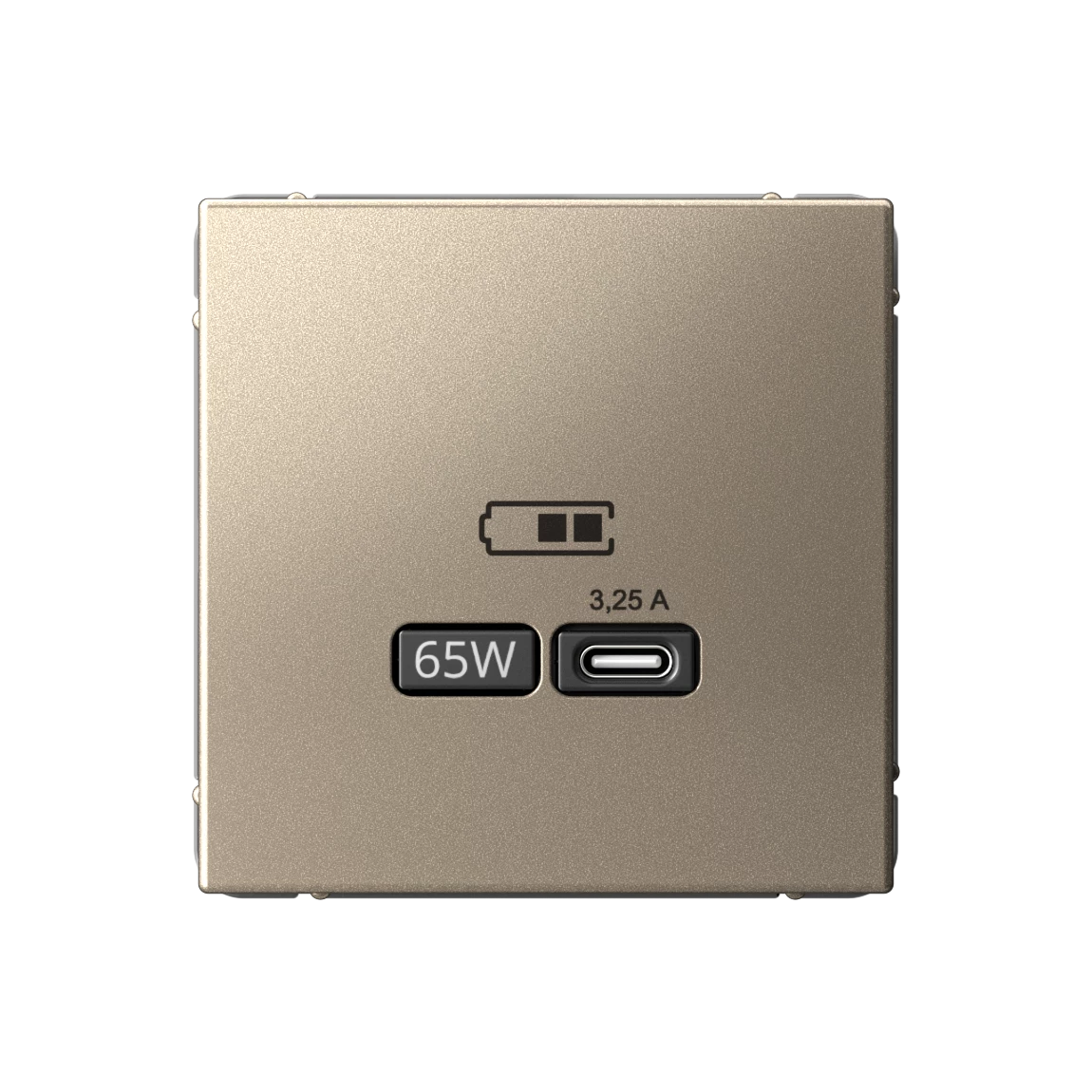 артикул GAL000527 название Розетка USB 1-ая Тип С 3200 мA 5V (для подзарядки), Schneider Electric, Серия Art Gallery, Шампань
