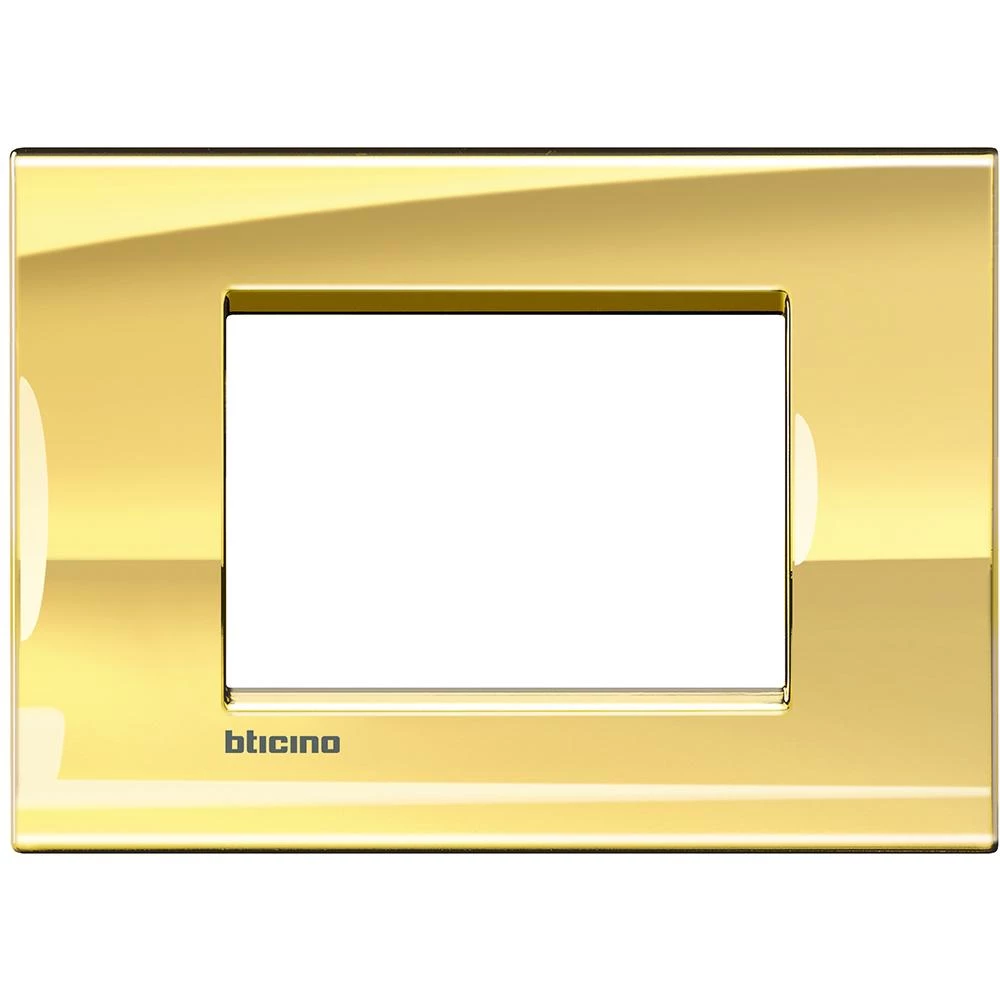 артикул LNA4803OA название Рамка итальянский стандарт 3 мод прямоугольная, Bticino, Серия LivingLight, Золото