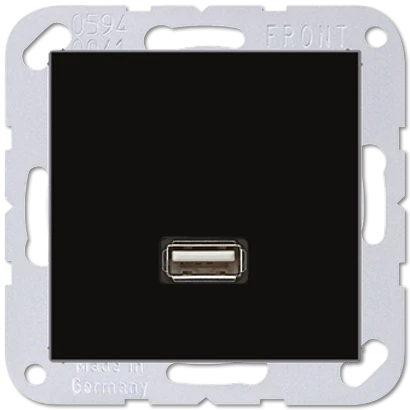 артикул MAA1122SW название Розетка USB 1-ая (разъем), Jung, Серия A500, Черный