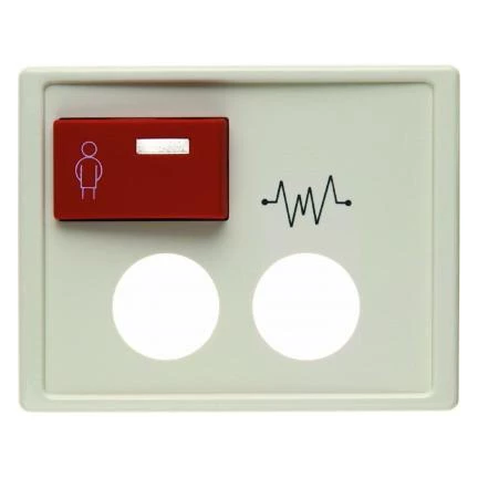 артикул 12180002 название Berker Центральная панель с красной кнопкой вызова и 2 отверстиями для контактного штыря цвет: белый