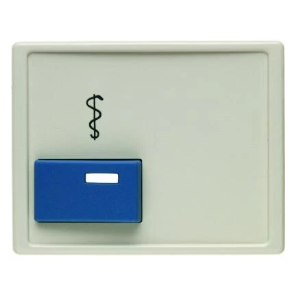 артикул 12230002 название Berker Центральная панель для вызывного устройства с синей кнопкой вызова врача цвет: белый, с блеск
