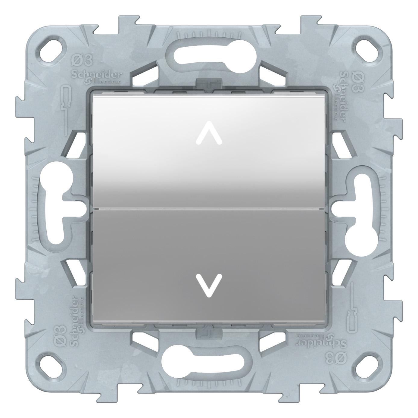 артикул NU520730 название Выключатель для жалюзи (рольставней) кнопочный, Schneider Electric, Серия Unica New, Алюминий