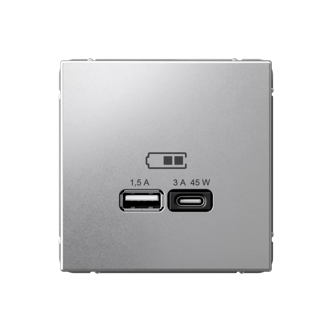 артикул GAL000329 название Розетка USB 2-ая Тип А+С 45 Вт (для подзарядки), Schneider Electric, Серия Art Gallery, Алюминий