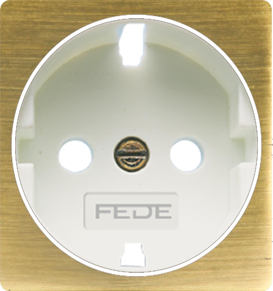 артикул FD04335PM-FD16823 название Розетка 1-ая электрическая , с заземлением и защитными шторками (винтовой зажим), Fede, Бронза матовая (белый)