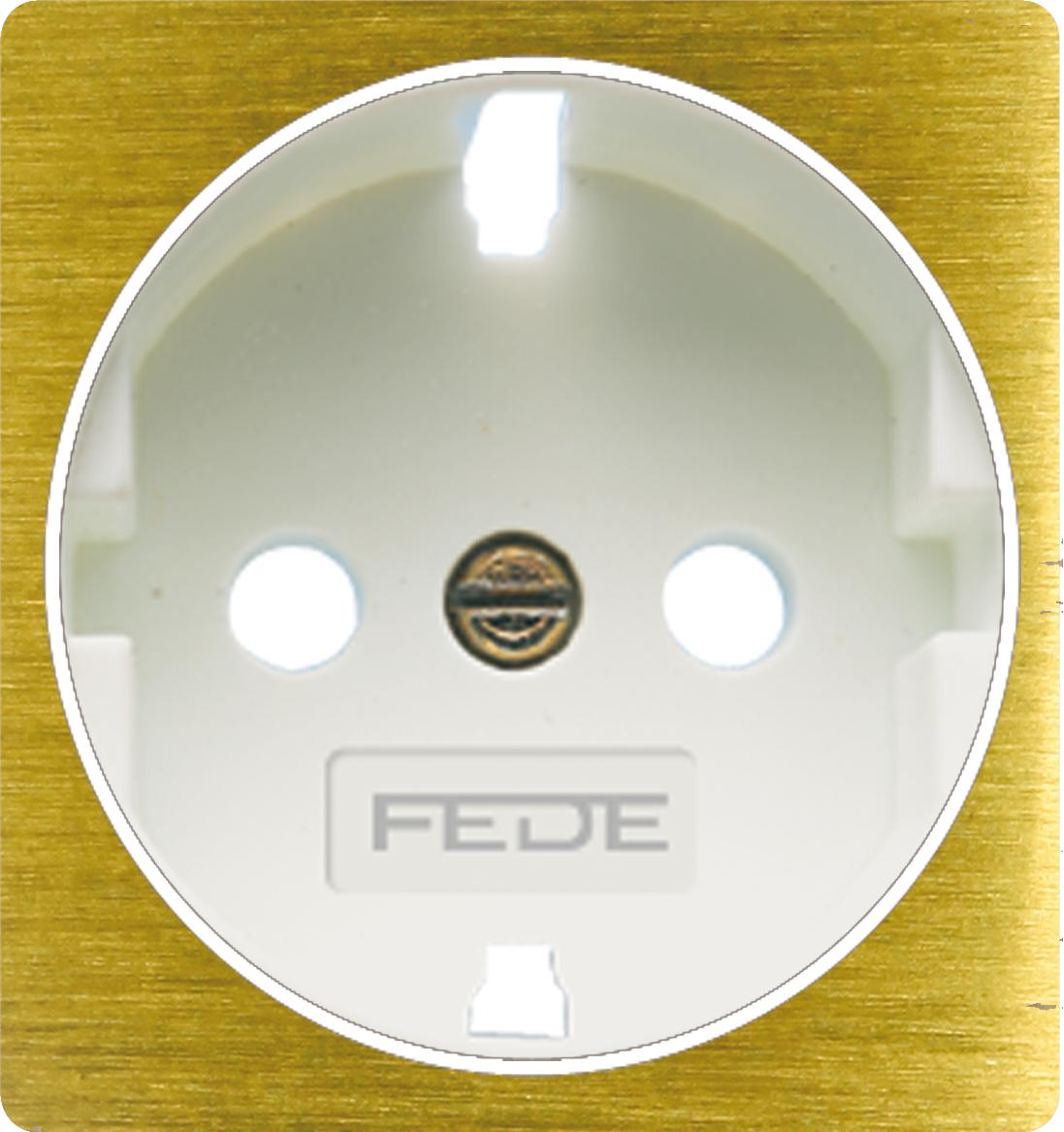 артикул FD04335PB-FD16823 название Розетка 1-ая электрическая , с заземлением и защитными шторками (винтовой зажим), Fede, Бронза светлая (белый)