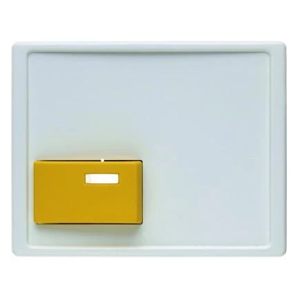 артикул 12520069 название Berker Центральная панель для квитирующего переключателя с желтой кнопкой цвет: полярная белезна, с 