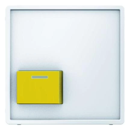 артикул 12526089 название Berker Центральная панель для квитирующего переключателя с желтой кнопкой цвет: полярная белезна, с 