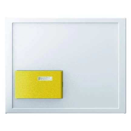артикул 12527009 название Berker Центральная панель для квитирующего переключателя с желтой кнопкой цвет: полярная белезна, с 