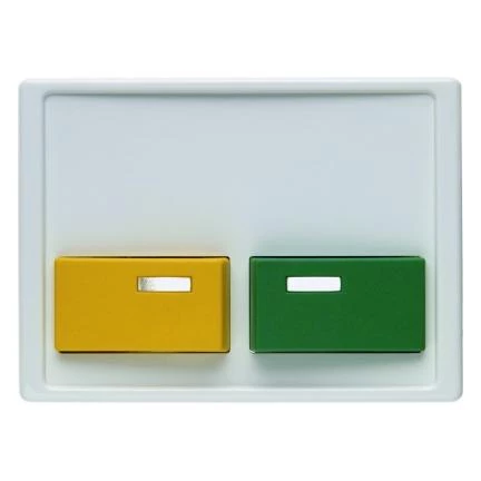 артикул 12530069 название Berker Центральная панель с зеленой и желтой кнопкой квитирования цвет: полярная белезна, с блеском 
