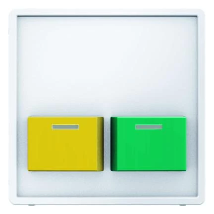 артикул 12536089 название Berker Центральная панель с зеленой и желтой кнопкой квитирования цвет: полярная белезна, с эффектом