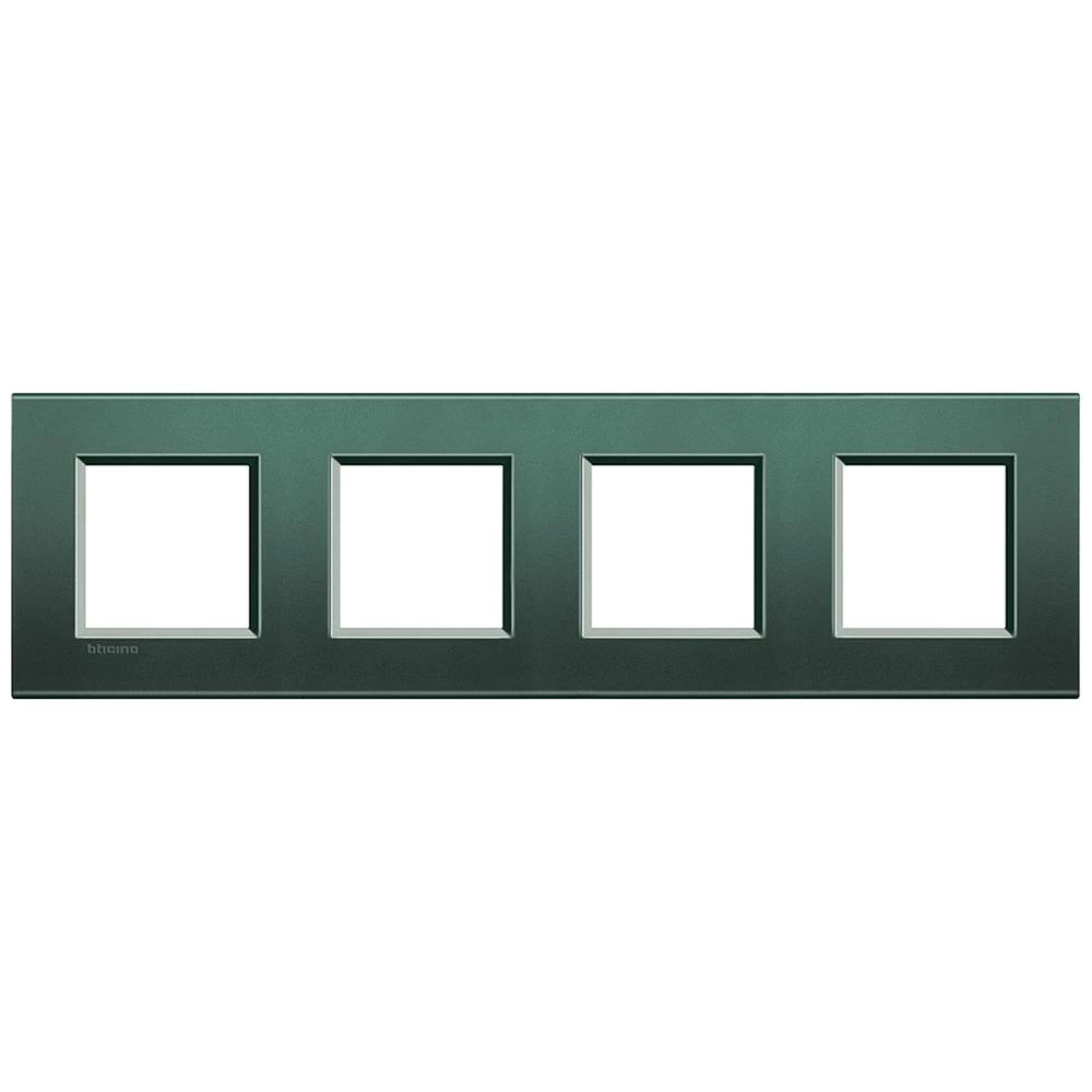 артикул LNA4802M4PK название Рамка 4-ая (четверная) прямоугольная, Bticino, Серия LivingLight, Зеленый шелк