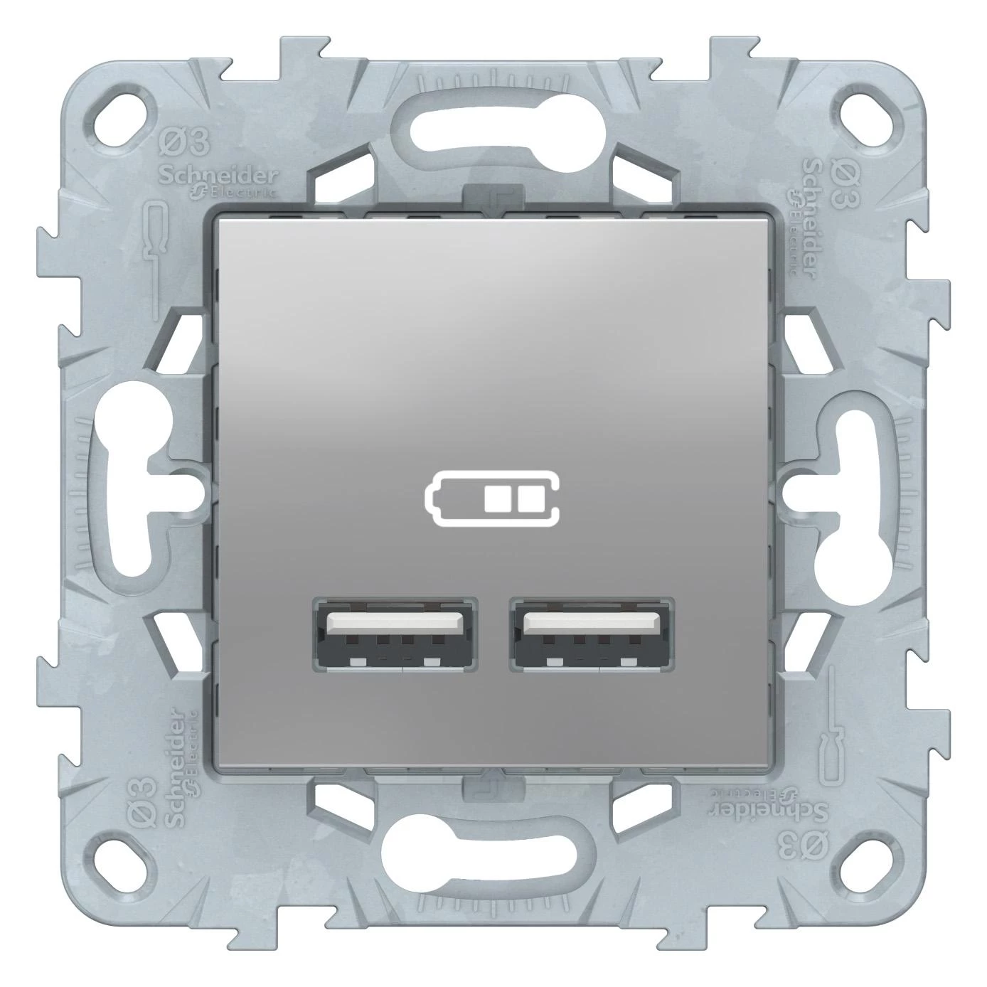 артикул NU541830 название Розетка USB 2-ая (для подзарядки), Schneider Electric, Серия Unica New, Алюминий