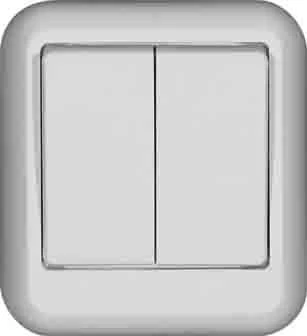 артикул A56-029I-BI название Wessen Прима Белый Выключатель 2-клавишный 6А, наружный, в сборе с изол. пласт.