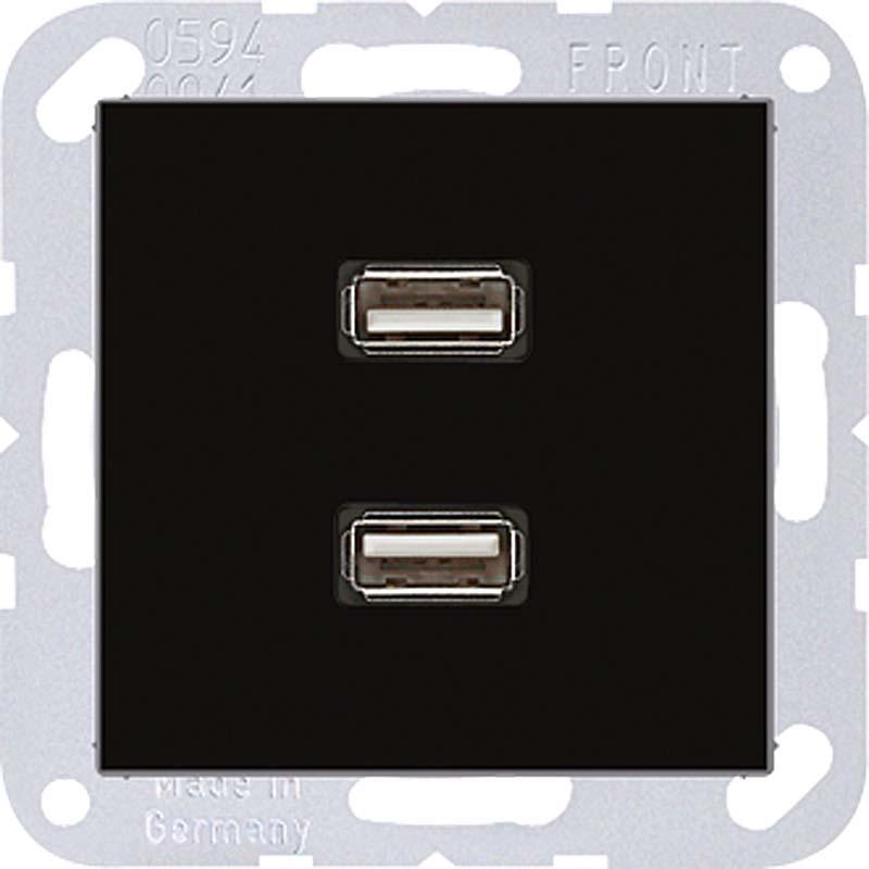 артикул MAA1153SW название Розетка USB 2-ая, Jung, Серия A500, Черный