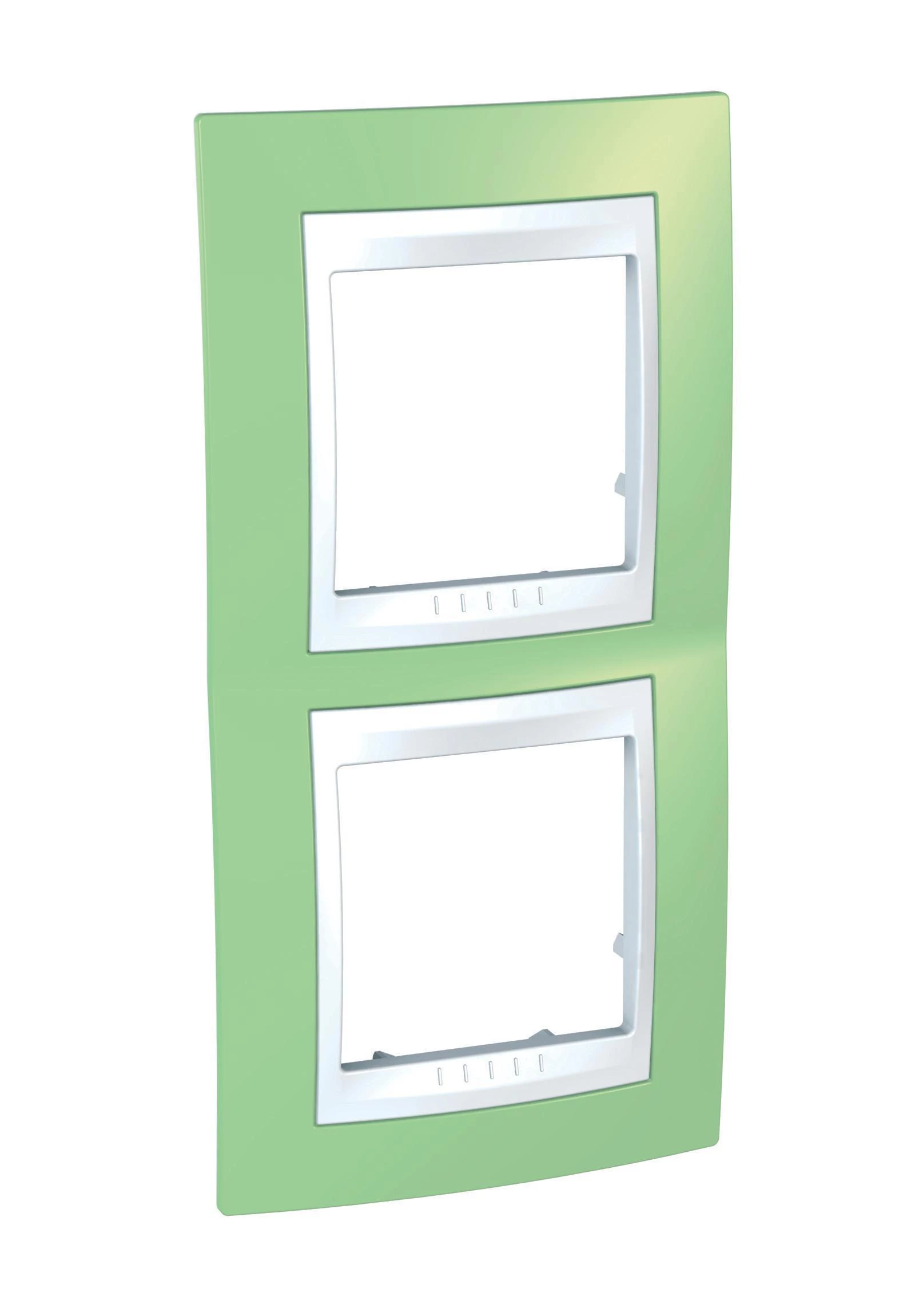 артикул MGU6.004V.863 название Рамка 2-ая (двойная) вертикальная, Schneider Electric, Серия Unica, Зеленое яблоко/Белый