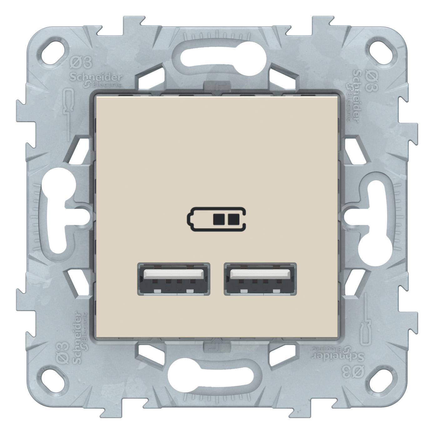 артикул NU541844 название Розетка USB 2-ая (для подзарядки), Schneider Electric, Серия Unica New, Бежевый
