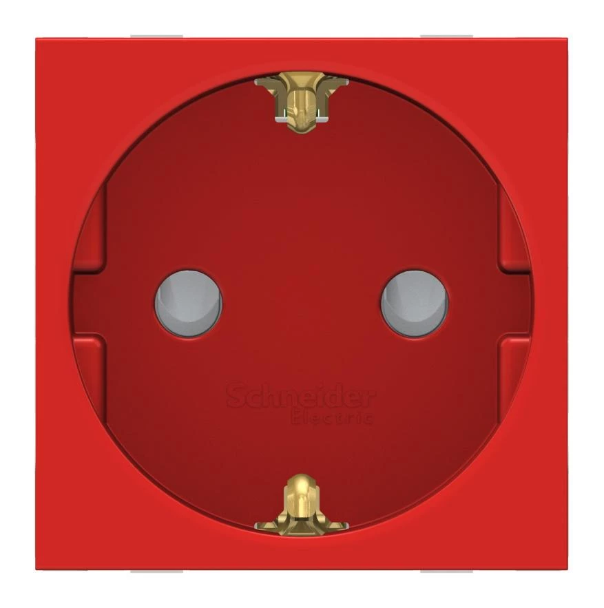 артикул NU305703 название SE Unica Modular Красная Розетка с/з со шторками, с быстрозажимными клеммами, 16А 250В, 2 модуля