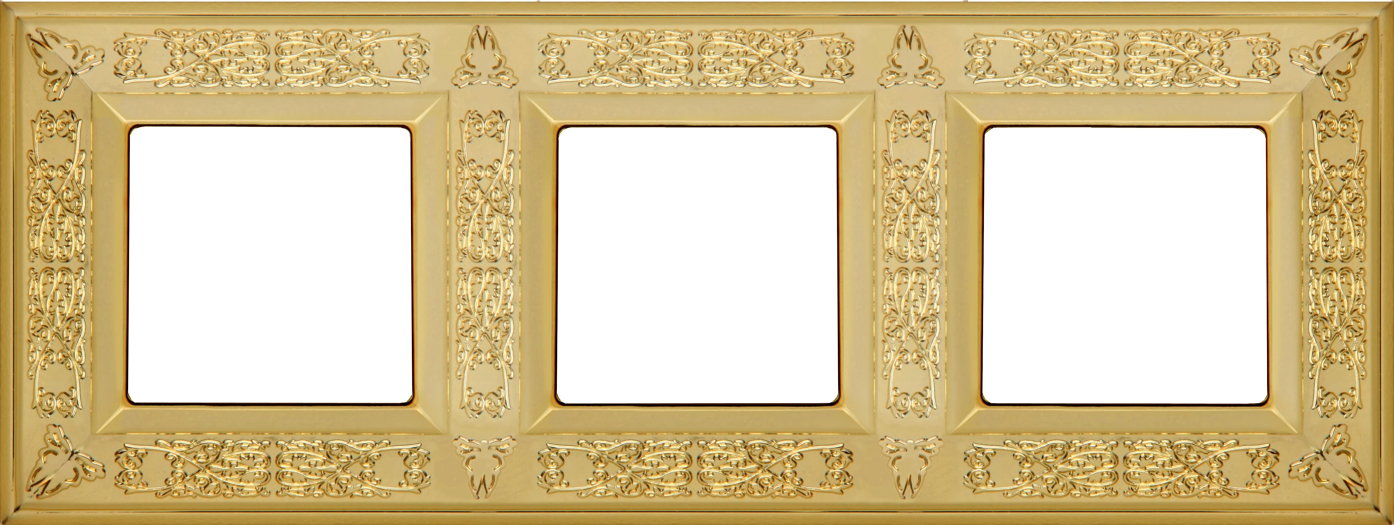 артикул FD01413OB название Рамка 3-ая (тройная), Fede, Серия Granada, Светлое золото