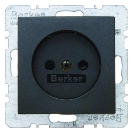 артикул 6167331606 название Berker Штепсельная розетка без защитного контакта цвет: антрацит, матовый Berker B.1/B.3/B.7 Glas