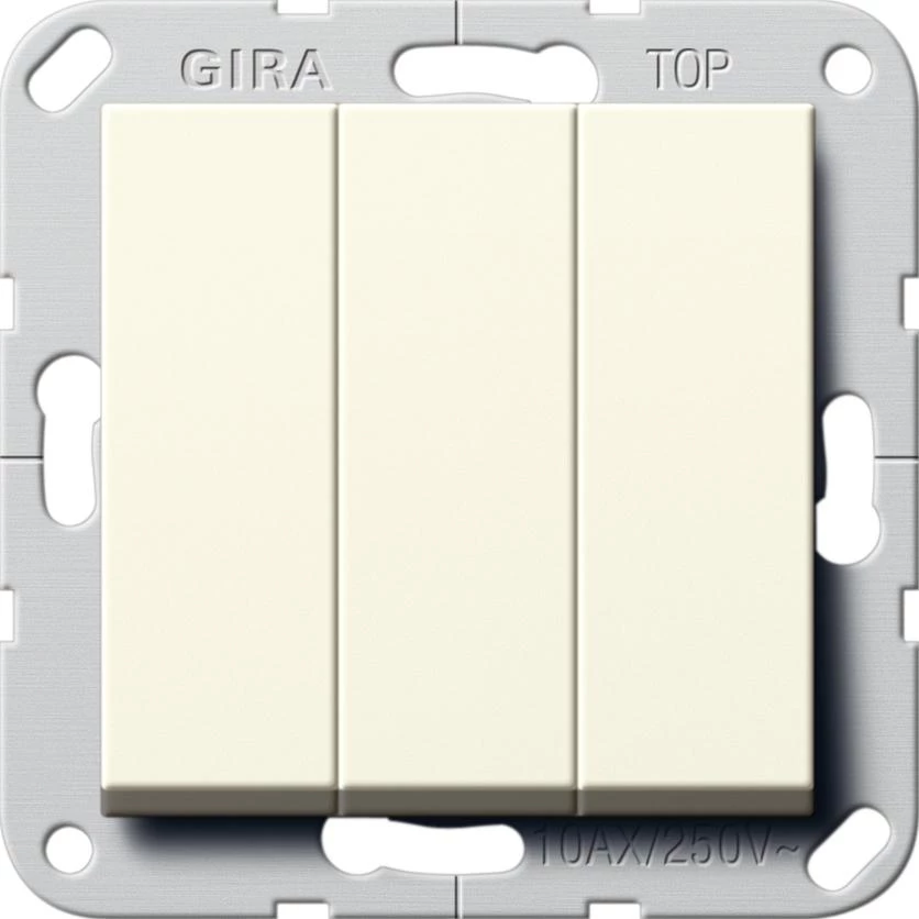 артикул 283001 название Выключатель 3-клавишный, Gira, Серия System 55, Бежевый