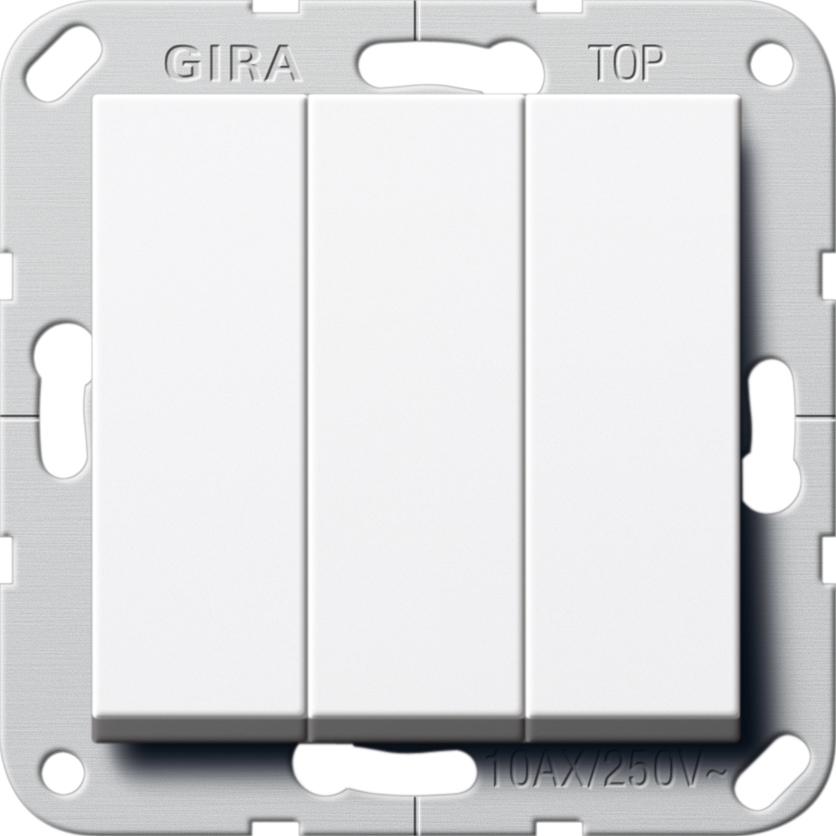 артикул 283203 название Выключатель 3-клавишный, Gira, Серия S-55, Белый