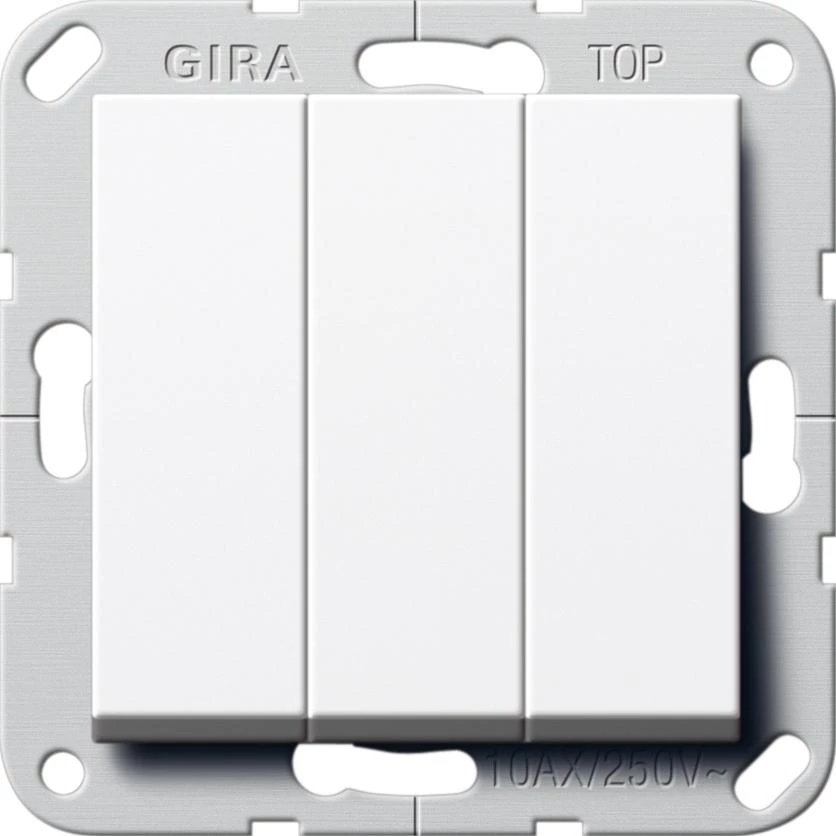артикул 283203 название Выключатель 3-клавишный, Gira, Серия System 55, Белый