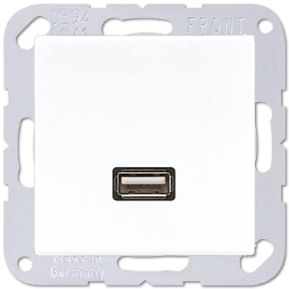 артикул MAA1122WW название Розетка USB 1-ая (разъем), Jung, Серия A500, Белый