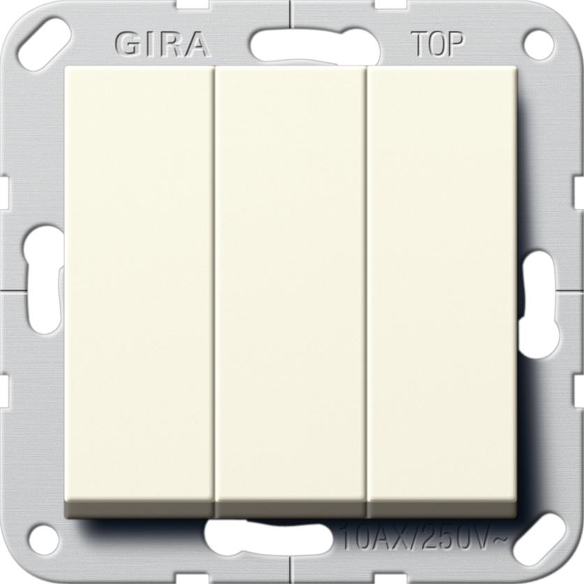 артикул 284401 название Выключатель 3-клавишный; кнопочный, Gira, Серия S-55, Бежевый