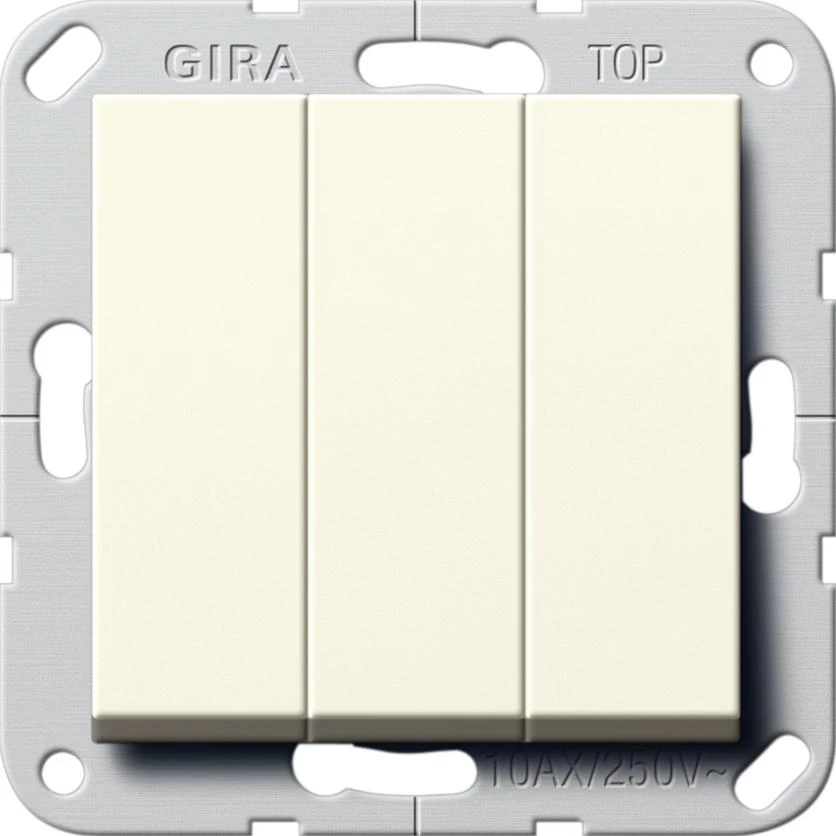 артикул 284401 название Выключатель 3-клавишный; кнопочный, Gira, Серия System 55, Бежевый