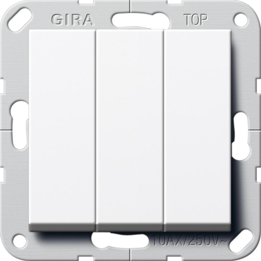 артикул 284403 название Выключатель 3-клавишный; кнопочный, Gira, Серия S-55, Белый