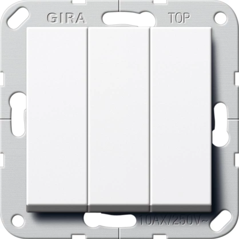 артикул 284403 название Выключатель 3-клавишный; кнопочный, Gira, Серия System 55, Белый