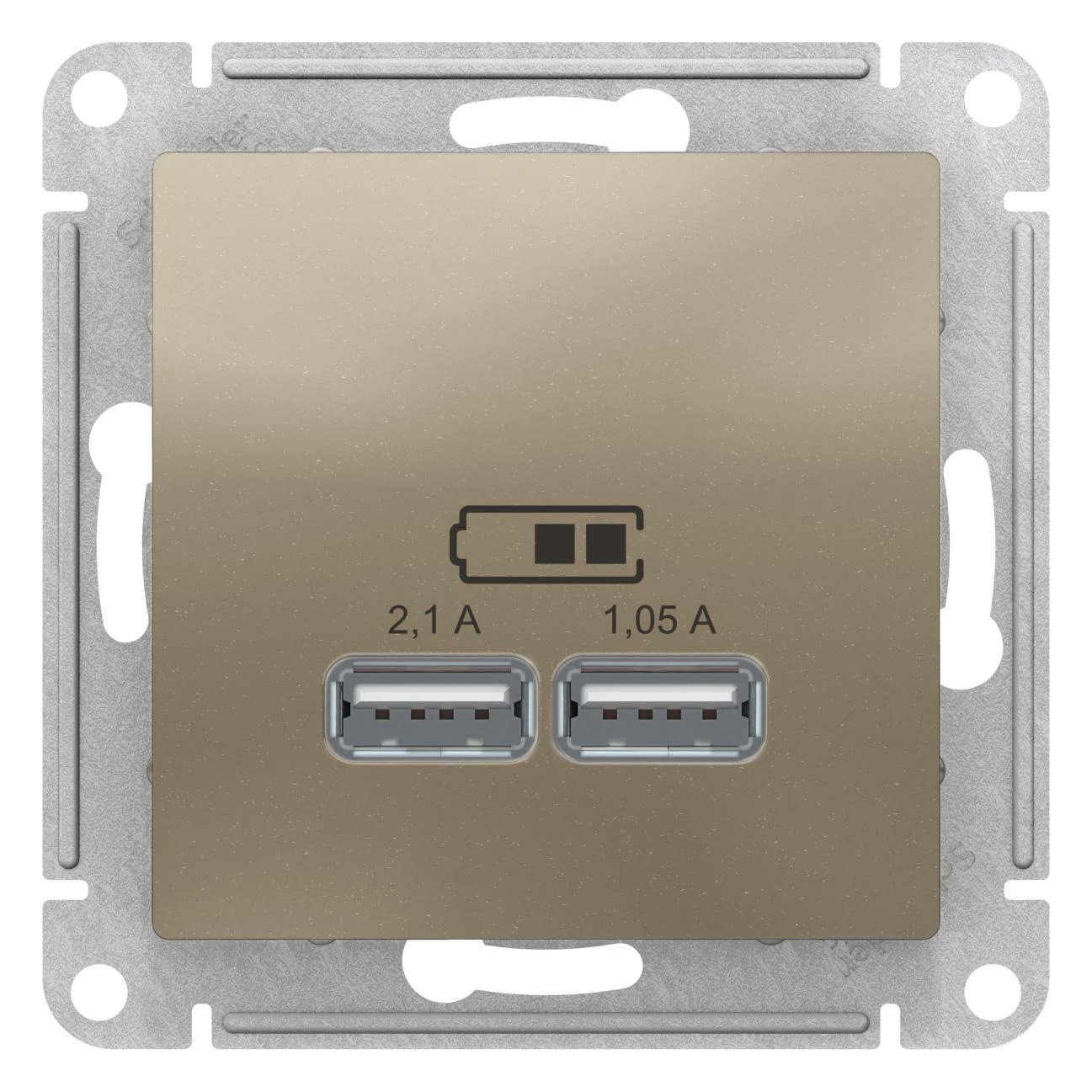артикул ATN000533 название Розетка USB 2-ая 2100 мА (для подзарядки), Schneider Electric, Серия Atlas Design, Шампань