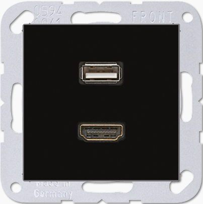 артикул MAA1163SW название Розетка USB/HDMI, Jung, Серия A500, Черный