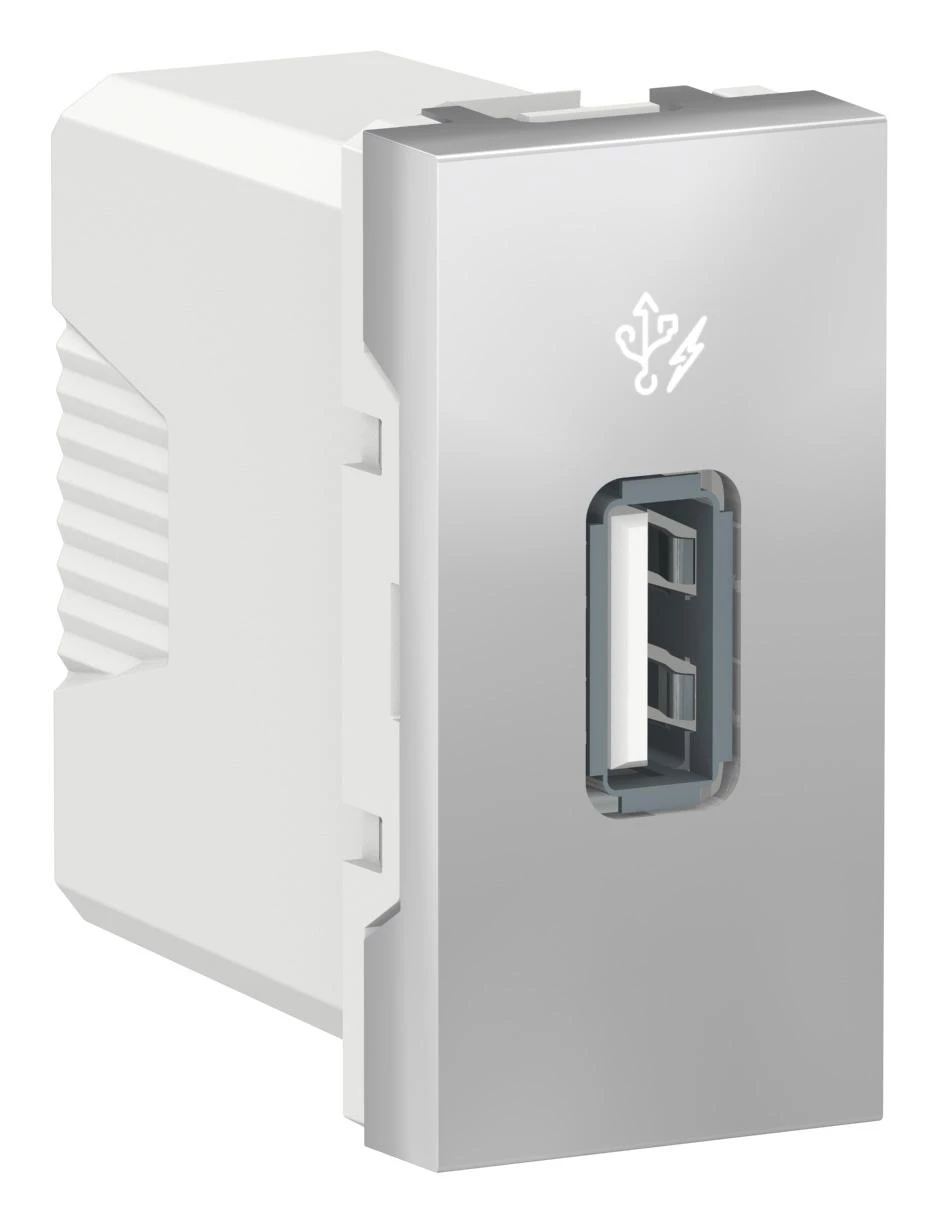 артикул NU342830 название SE Unica Modular Алюминий Розетка USB, 5 В / 1000 мА, 1 модуль