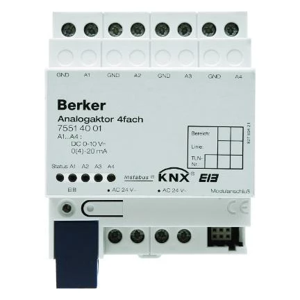 артикул 75514001 название Berker Аналоговое исполнительное устройство, 4канальное, REG цвет: светло-серый instabus KNX/EIB