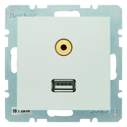 артикул 3315391909 название Berker BMO USB/3.5mm AUDIO S.1 цвет: полярная белезна матовая