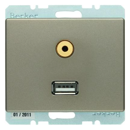 артикул 3315399011 название Berker BMO USB/3.5mm AUDIO AS цвет: светлая бронза