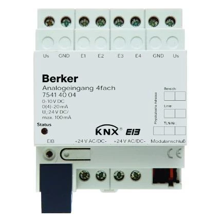 артикул 75414004 название Berker Аналоговый вход, 4-канальный, REG цвет: светло-серый instabus KNX/EIB