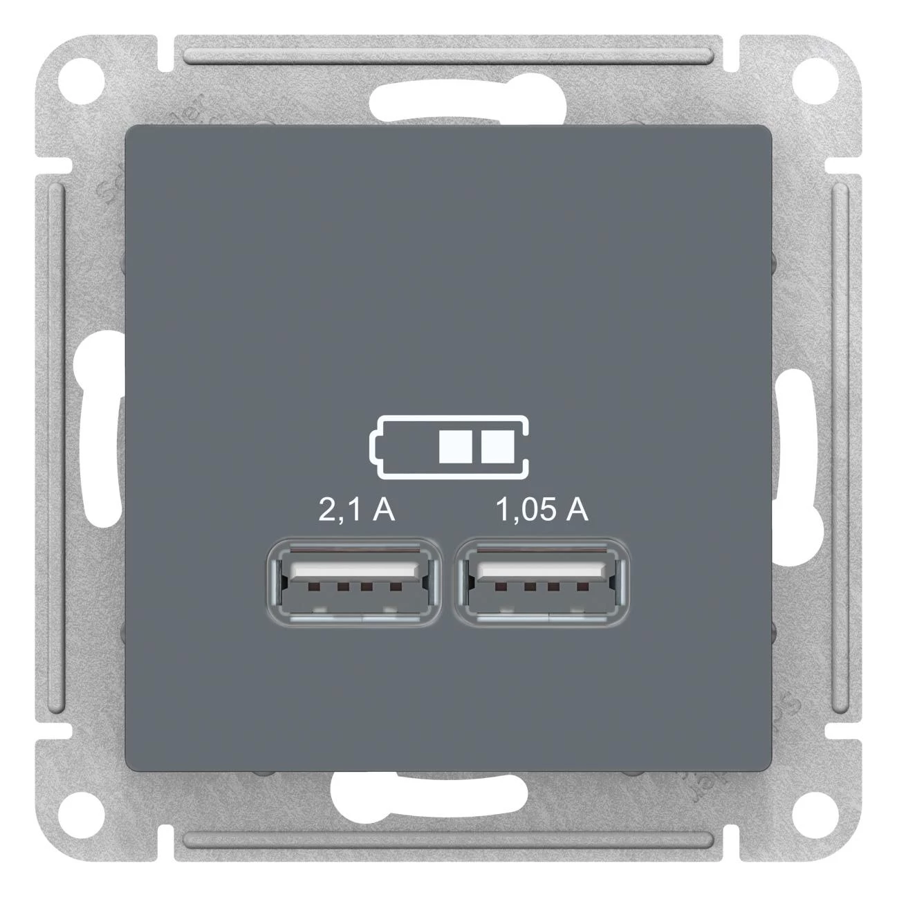 артикул ATN000733 название Розетка USB 2-ая 2100 мА (для подзарядки), Schneider Electric, Серия Atlas Design, Грифель
